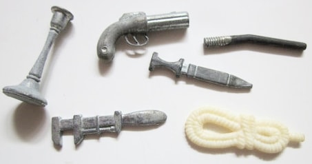 Clue-weapons-wrench-rope-gun-knife-leadpipe-rope