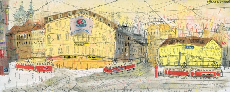 Red-Tram-Prague-Illustration-Clare-Caulfield-Tres-Bohemes