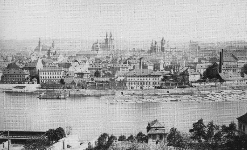 Port of Old Town in 1874. As seen from Edward Benes Embankment. 