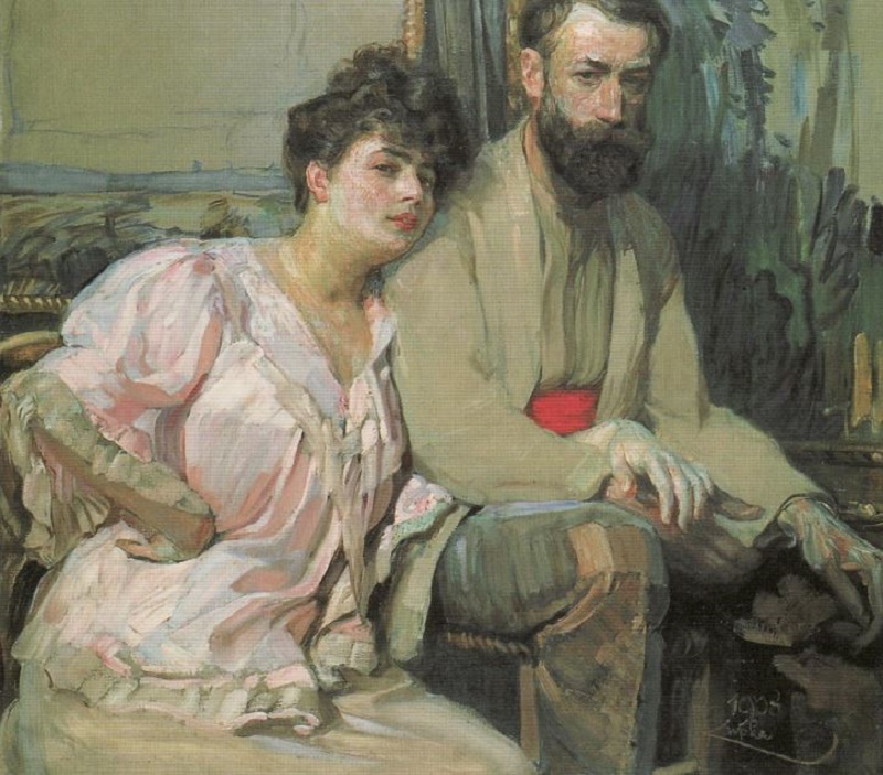 c. 1908, Self-Portrait with Wife.