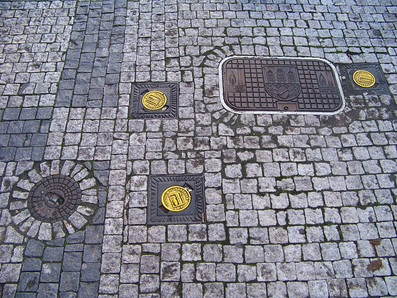 Source: Wikipedia Commons. Prague, Old Town, the Czech Republic. Covers of gas pipelines.
