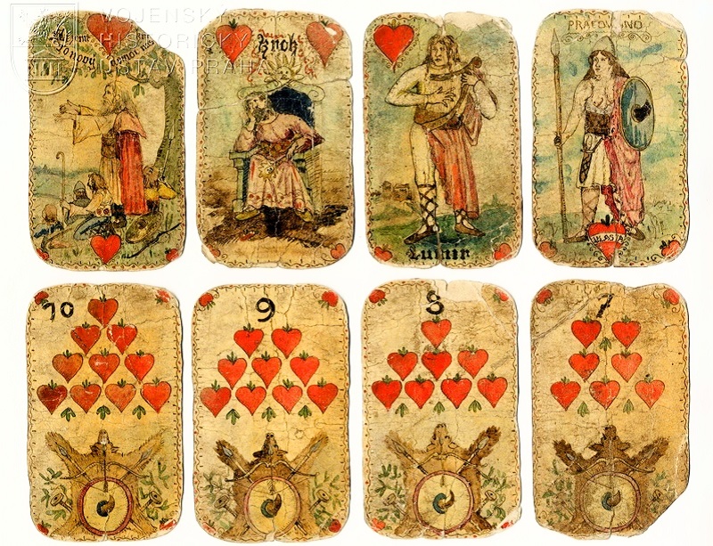 Beautiful Czech Hand Painted Playing Cards from World War I