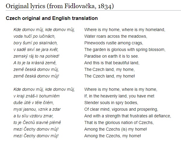Old Czech Language and the National Anthem