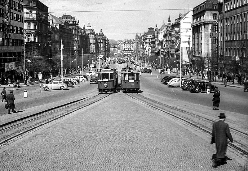 Trams on Wenceslas Square