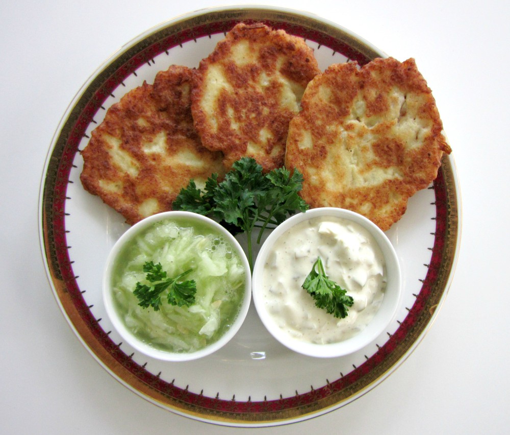 Cauliflower-Patties-and-Cucumber-Salad