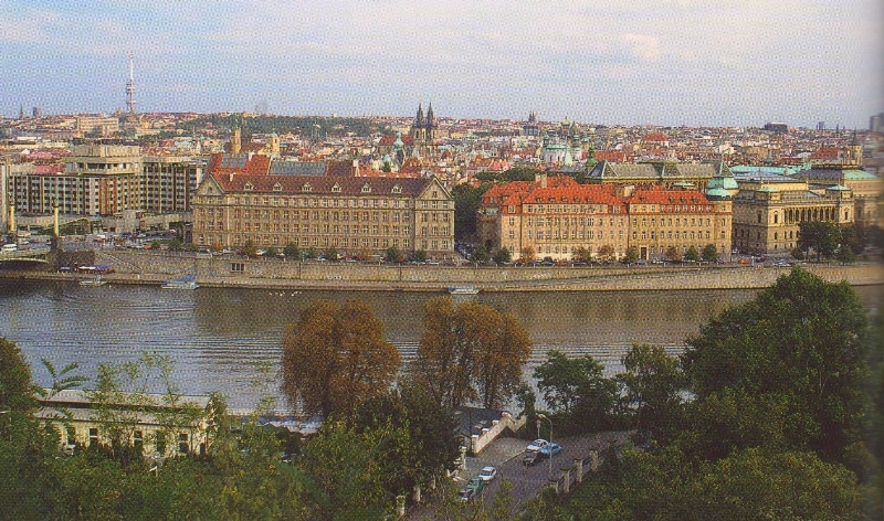 Port of Old Town in 2014. As seen from Edward Benes Embankment, on the left is the InterContinental Hotel. 