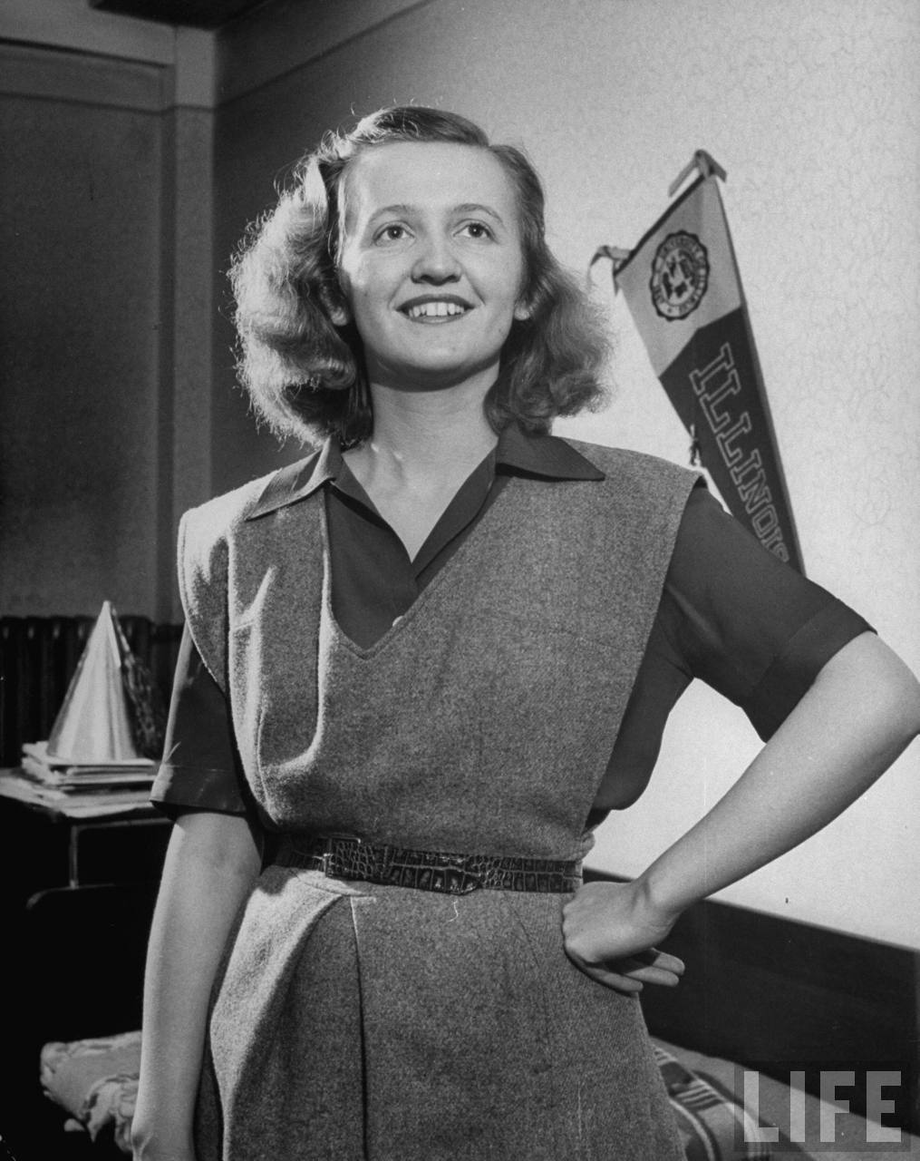 American Martha Brodsky, a graduate of Univ. of Illinois, in her room at Charles University where she is seeking a doctor's degree.