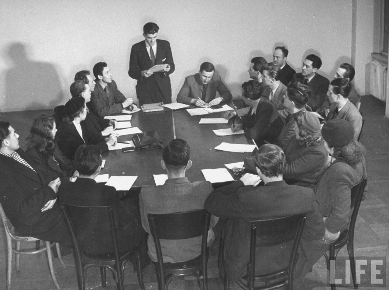 Meeting of self-governing body of student members of hostel at Charles University.