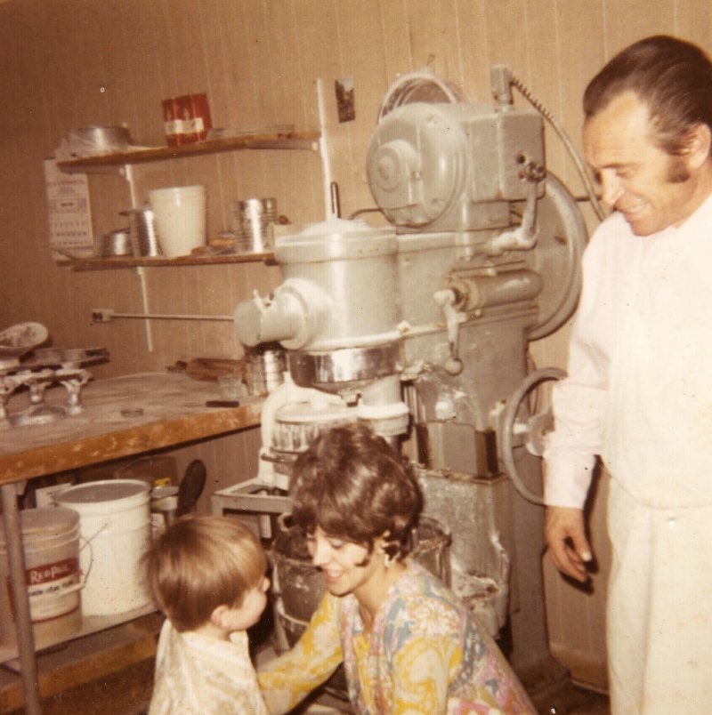 Gus Hodza with daughter Helen and grandson Tom at the bakery.