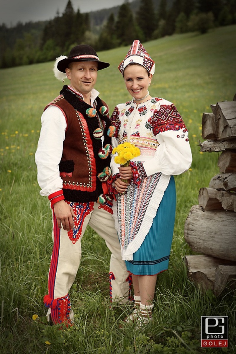 Slovak Highlanders Traditional Folk Attire A Beautiful Bride in a Kroj of Her Region