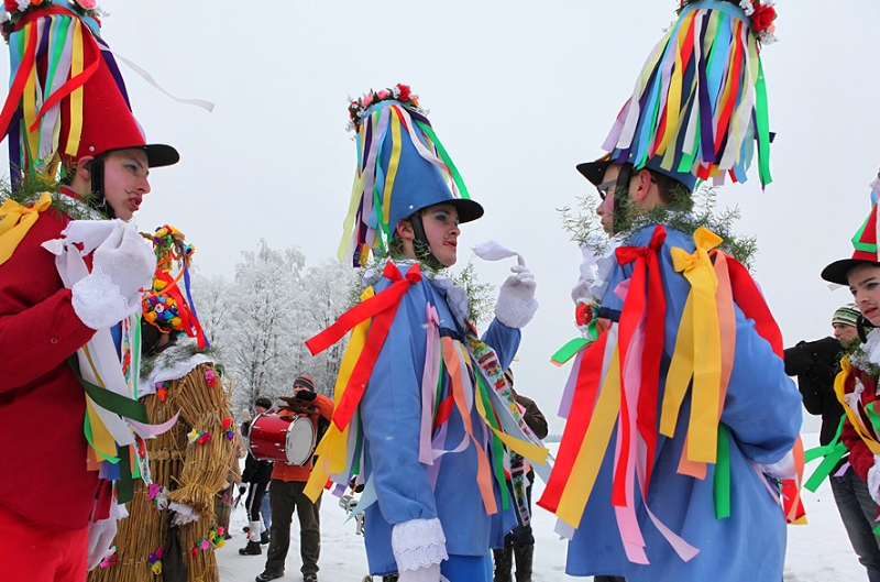 Shrovetide Procession Bright Costumes