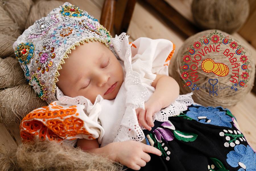 Sweet Sleeping Babies Clad in Slovak Kroje