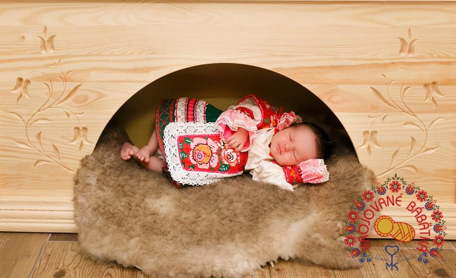 Sweet Sleeping Babies Clad in Slovak Kroje