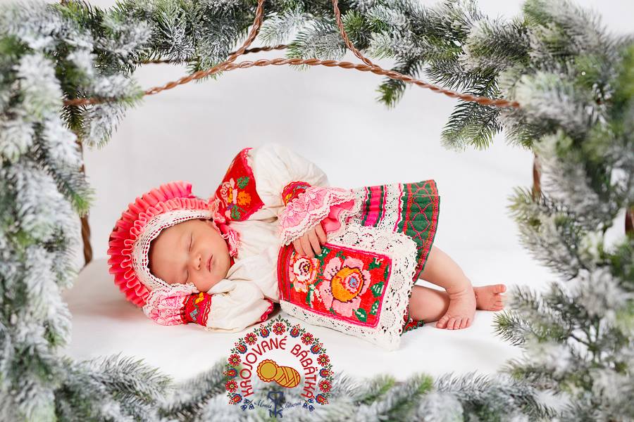 Sweet Sleeping Babies Clad in Slovak Kroje