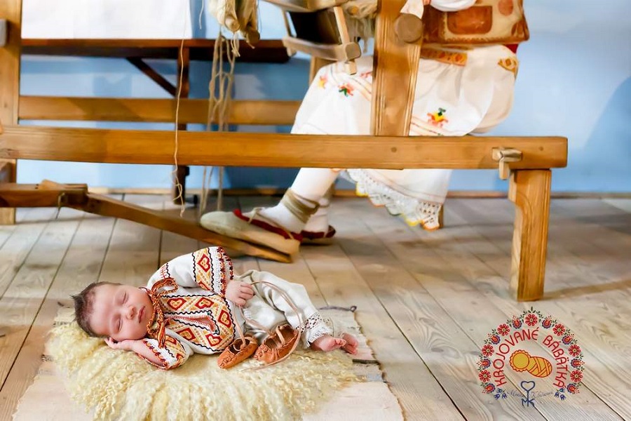 Sweet Sleeping Babies Clad in Slovak Kroje