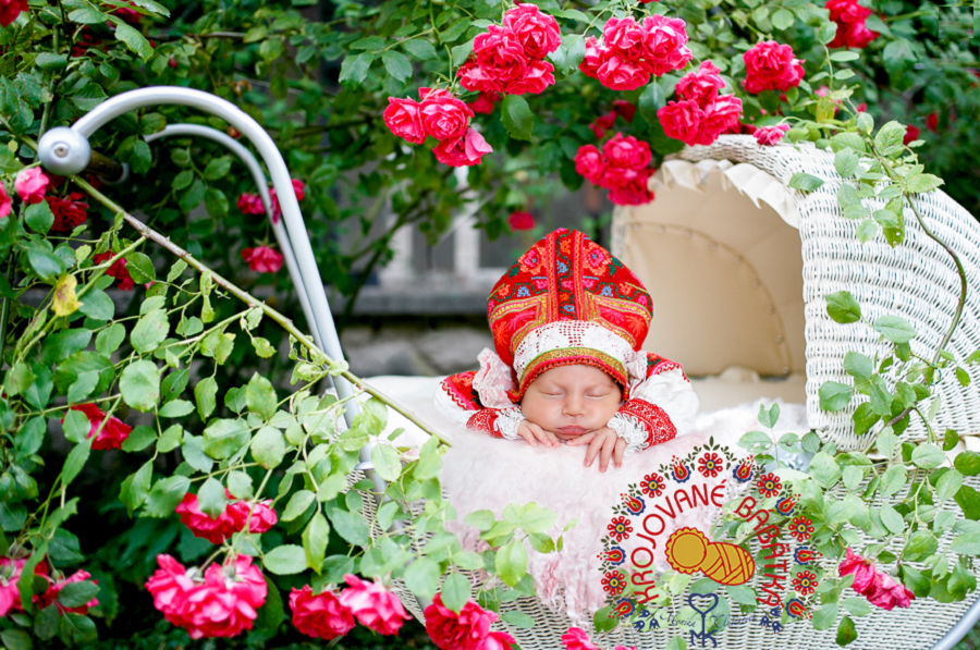 Sweet Sleeping Babies Clad in Slovak Kroje