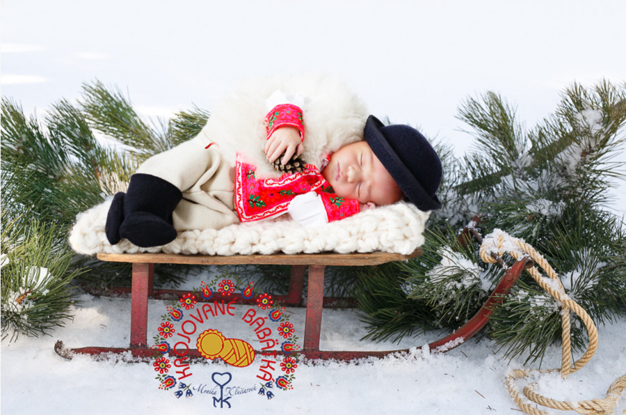 Sweet Sleeping Babies Clad in Slovak Kroje