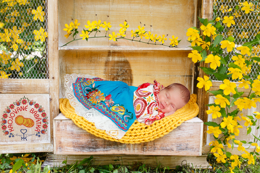 Sweet Sleeping Babies Clad in Slovak Kroje