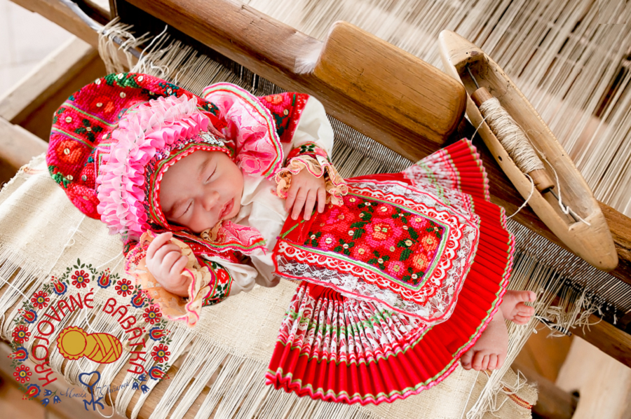 Sweet Sleeping Babies Clad in Slovak Kroje