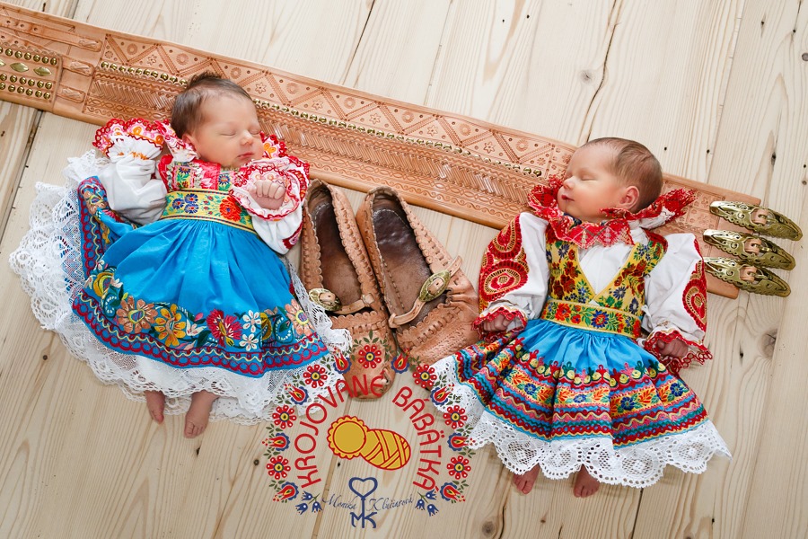 Sweet Sleeping Babies Clad in Slovak Kroje