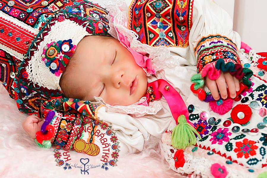 Sweet Sleeping Babies Clad in Slovak Kroje