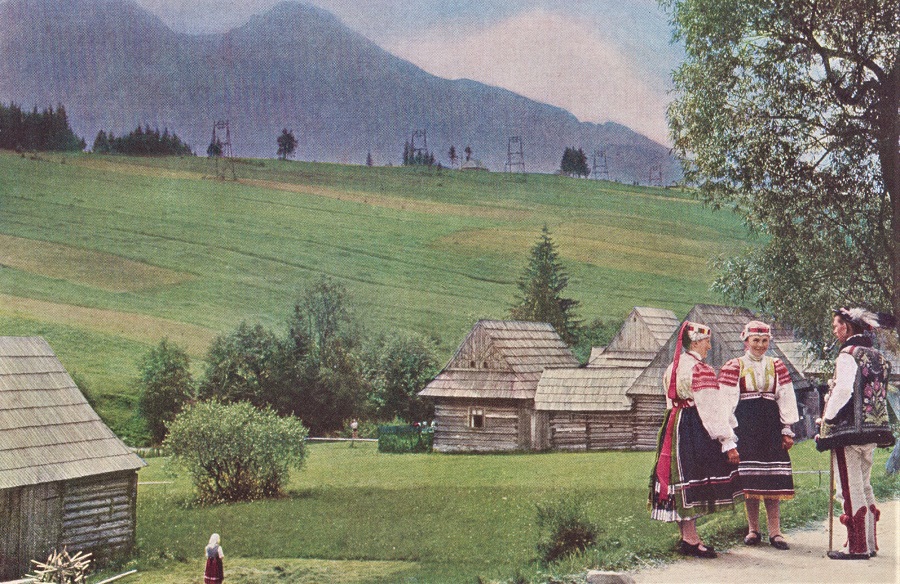 EVEN WHERE HOUSES HAVE NO CHIMNEYS. MODERN AERIAL TRAMS CARRY ORE AND LIMESTONE IN THE TATRAS.
