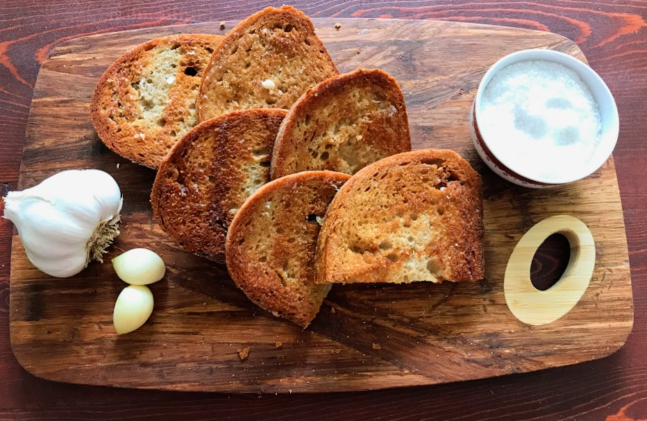 Topinky or Czech Fried Bread with Garlic