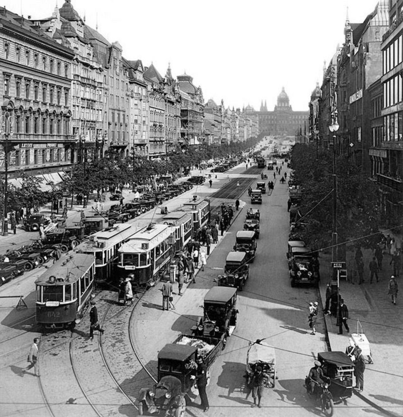 Trams on Wenceslas Square