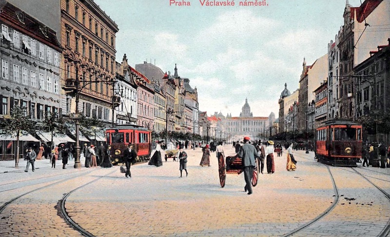 Trams on Wenceslas Square