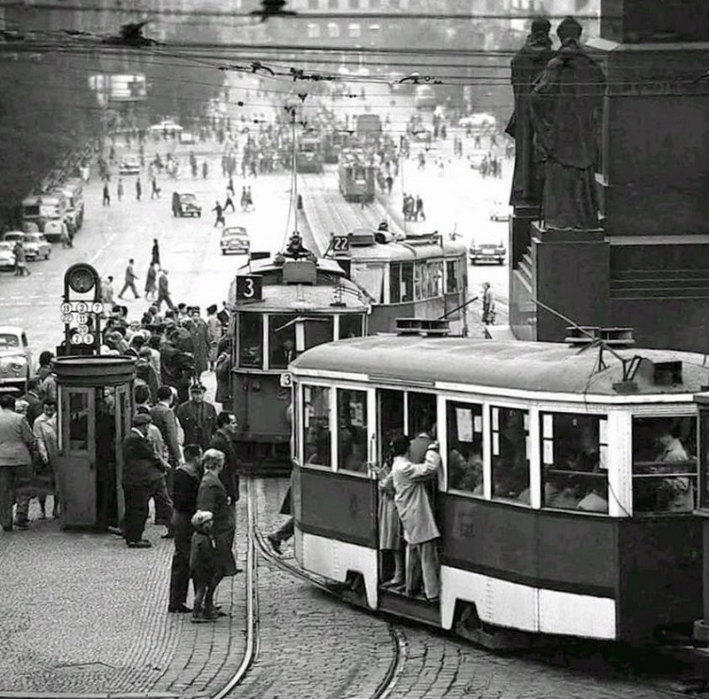 Trams on Wenceslas Square