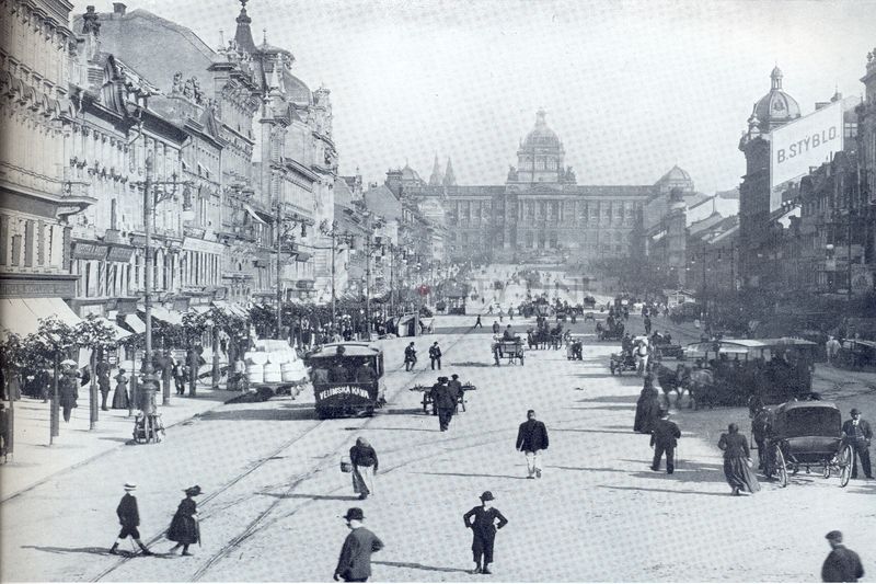 Trams on Wenceslas Square