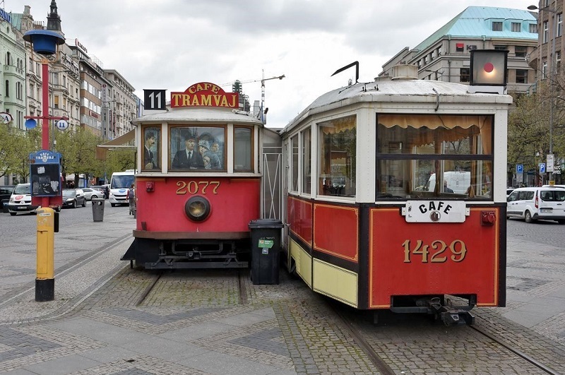 Trams on Wenceslas Square