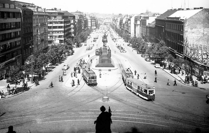 Trams on Wenceslas Square