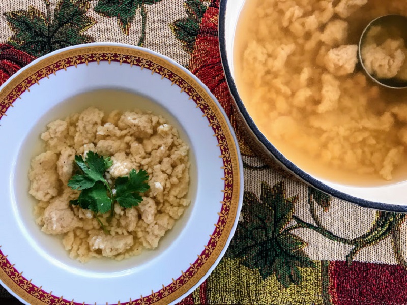 Broth with Egg Drop Dumplings